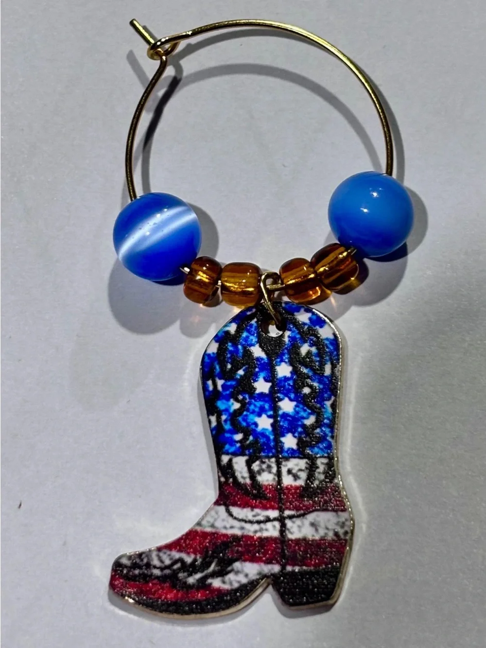 Handmade Cowboy Boot Wine Glass Charms Set 2 Western Cowgirl Beaded Drink